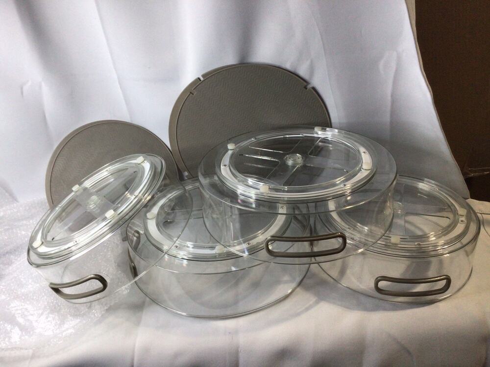 Celle 4 Piece High Wall Clear Turntable Set w/ Liners & Dividers